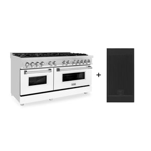 ZLINE 60" 7.4 cu. ft. Electric Oven and Gas Cooktop Dual Fuel Range with Griddle and White Matte Door in Stainless Steel (RA-WM-GR-60)