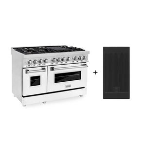 ZLINE 48" 6.0 cu. ft. Electric Oven and Gas Cooktop Dual Fuel Range with Griddle and White Matte Door in Stainless Steel (RA-WM-GR-48)
