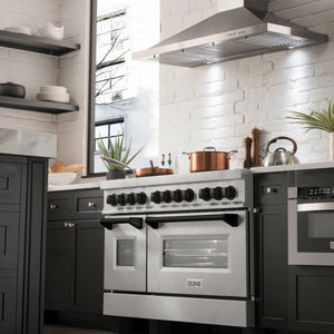 ZLINE Autograph Edition 48" 6.0 cu. ft. Dual Fuel Range, Gas Stove, Electric Oven in DuraSnow® Stainless Steel, Matte Black Accents