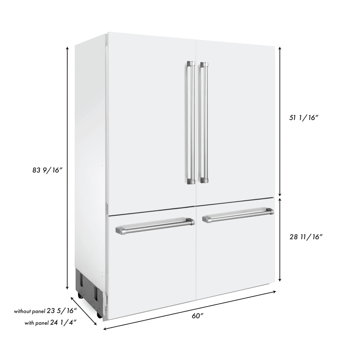ZLINE - 60&quot; 32.2 cu. ft. Built-In 4-Door French Door Refrigerator, Internal Water, Ice Dispenser,White Matte