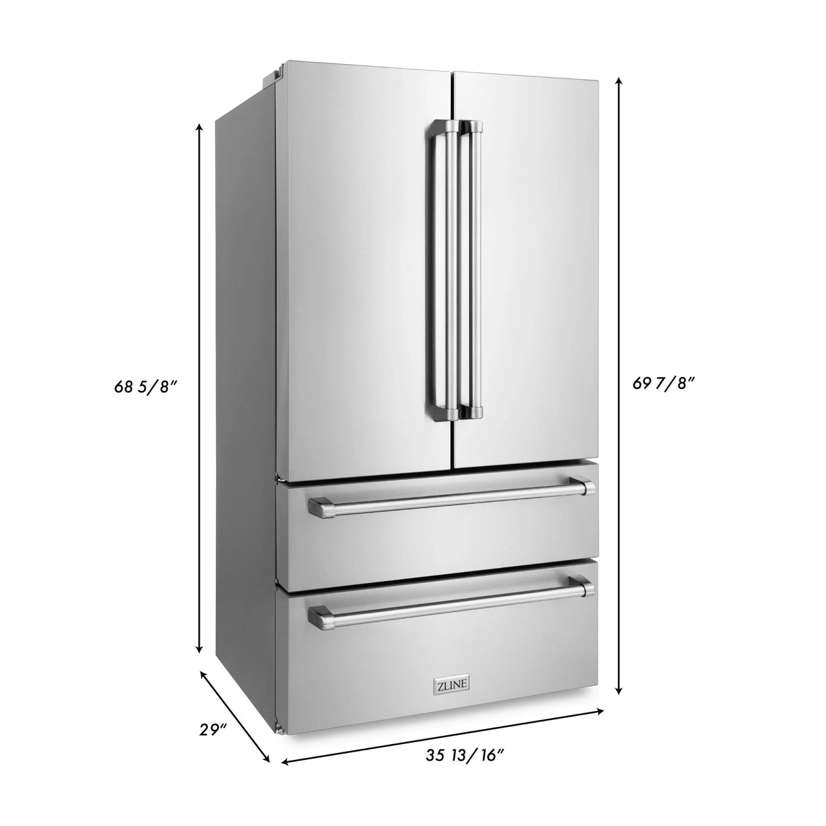 ZLINE - Kitchen Package with Refrigeration, 48&quot; Stainless Steel Rangetop, 48&quot; Range Hood, 30&quot; Double Wall Oven and 24&quot; Tall Tub Dishwasher