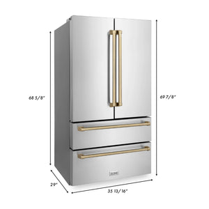 ZLINE 30" Autograph Edition Kitchen Package, Stainless Steel Dual Fuel Range, Range Hood, Dishwasher, Refrigeration, Champagne Bronze Accents