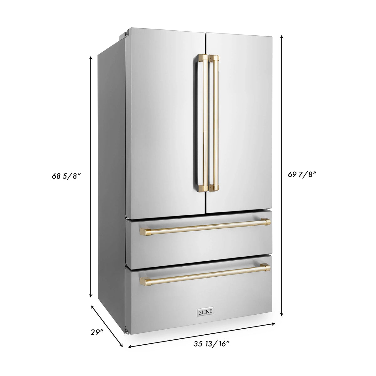 ZLINE - 48&quot; Autograph Edition Kitchen Package with Stainless Steel Dual Fuel Range, Range Hood, Dishwasher and Refrigeration with Gold Accents