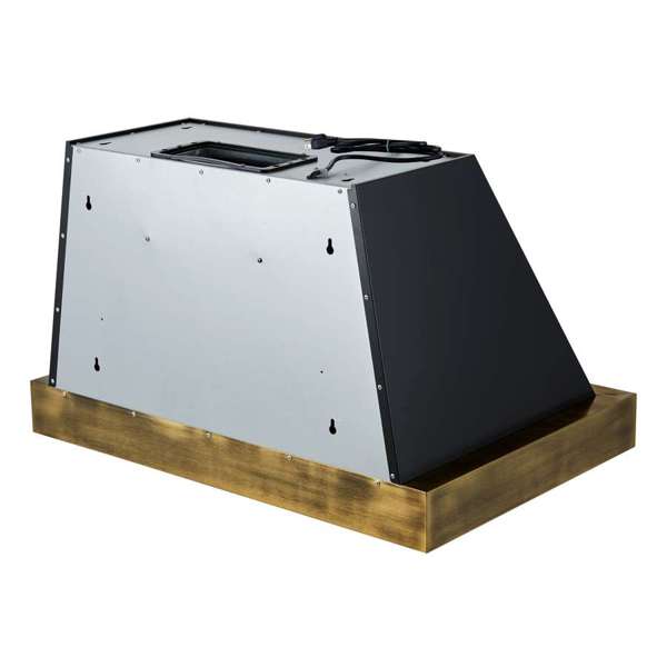 FORNO - Vittorio 36-Inch Wall Mount Range Hood, Black with Antique Brass Trim, 600 CFM Airflow, Dishwasher-Safe Baffle Filters, Remote Control, 3-Speed Fan, Bright LED Lighting