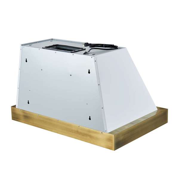 FORNO - Vittorio 36-Inch Wall Mount Range Hood, White with Antique Brass Trim