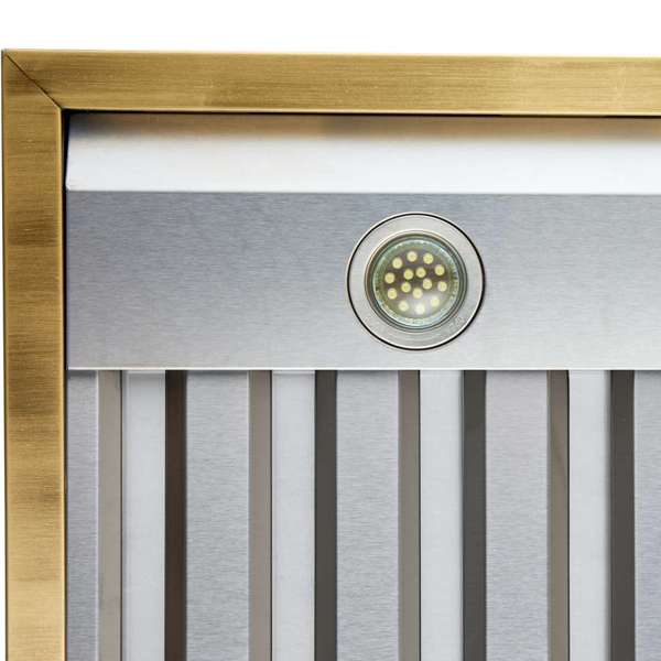 FORNO - Vittorio 36-Inch Wall Mount Range Hood, White with Antique Brass Trim