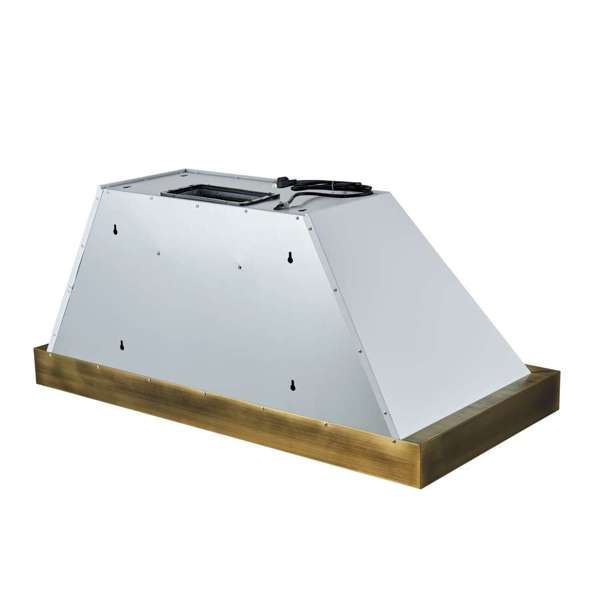 FORNO - Vittorio 48-Inch Wall Mount Range Hood, White with Antique Brass Trim