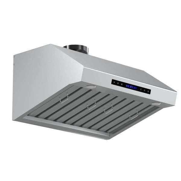 FORNO - Palazzo 30-Inch Wall Mounted Range Hood, Stainless Steel, Heavy Duty Baffle Filters, Remote Control