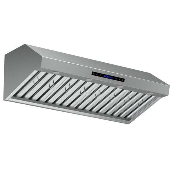 FORNO - Palazzo 48-Inch Wall Mounted Range Hood, Stainless Steel, Heavy Duty Baffle Filters, Remote Control