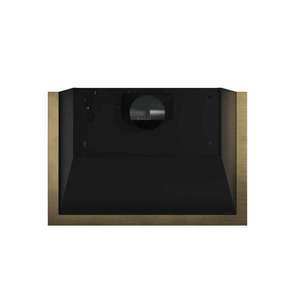 FORNO - Vittorio 36-Inch Wall Mount Range Hood, Black with Antique Brass Trim, 600 CFM Airflow, Dishwasher-Safe Baffle Filters, Remote Control, 3-Speed Fan, Bright LED Lighting