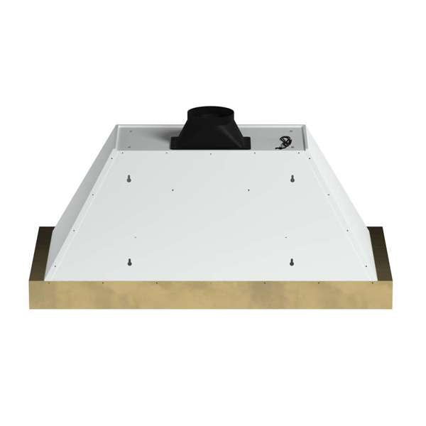 FORNO - Vittorio 48-Inch Wall Mount Range Hood, White with Antique Brass Trim