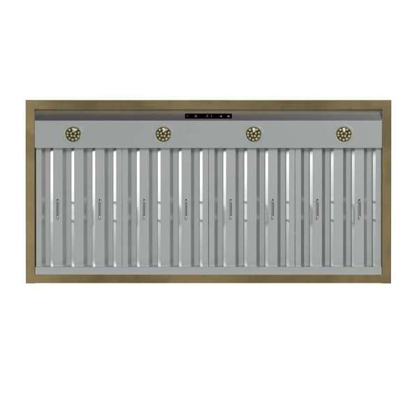 FORNO - Vittorio 48-Inch Wall Mount Range Hood, White with Antique Brass Trim