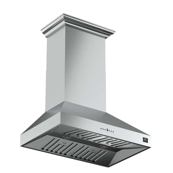 FORNO - Orvieto 36-Inch Wall Mount Range Hood, LED Lighting, Heavy Duty, Stainless Steel