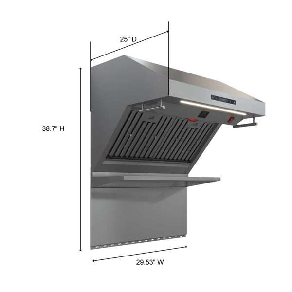 FORNO - Savona 30-Inch Wall Mount Range Hood, Baffle Filters, Backsplash Included