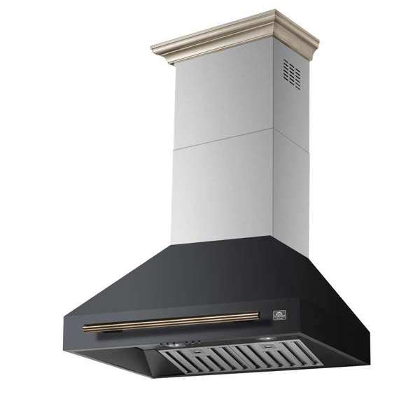 FORNO - Aria 30 Inch Wall-Mounted Range Hood in Black