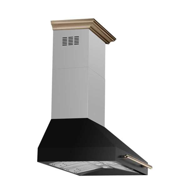 FORNO - Aria 36 Inch Wall-Mounted Range Hood in Black, 1200 CFM Motor, 4 Speed Fan, Charcoal Filter