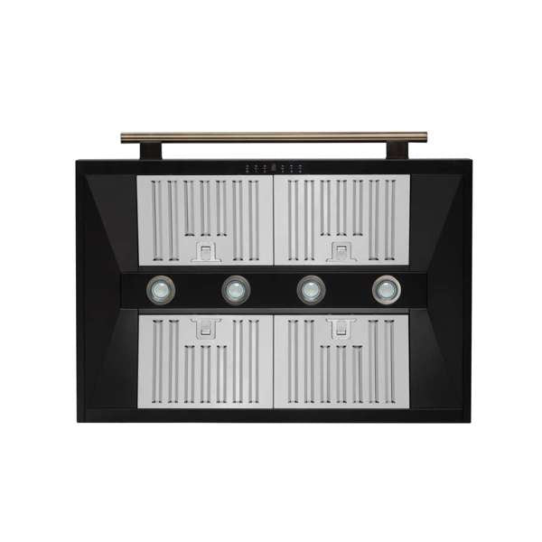 FORNO - Aria 36 Inch Wall-Mounted Range Hood in Black, 1200 CFM Motor, 4 Speed Fan, Charcoal Filter