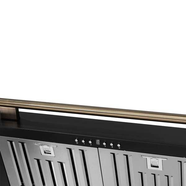 FORNO - Aria 36 Inch Wall-Mounted Range Hood in Black, 1200 CFM Motor, 4 Speed Fan, Charcoal Filter