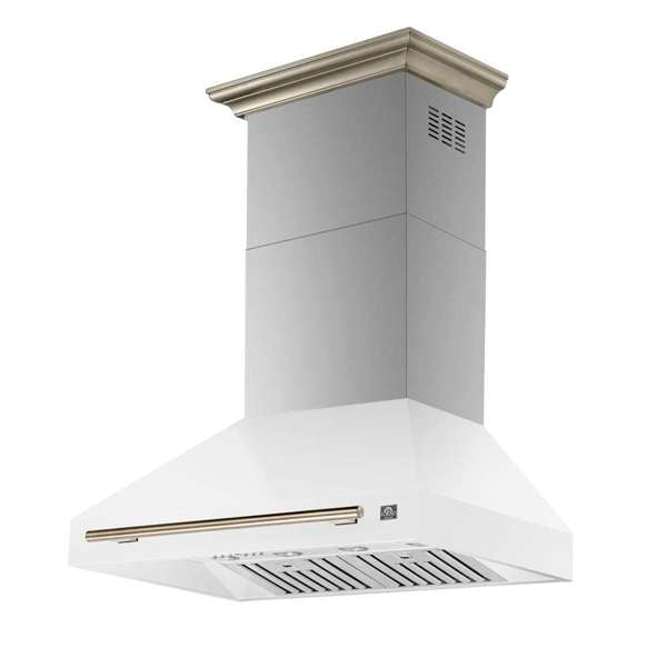 FORNO - Aria 36 Inch Wall-Mounted Range Hood in White