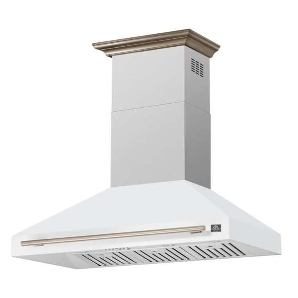 FORNO - Aria 48 Inch Wall-Mounted Range Hood in White