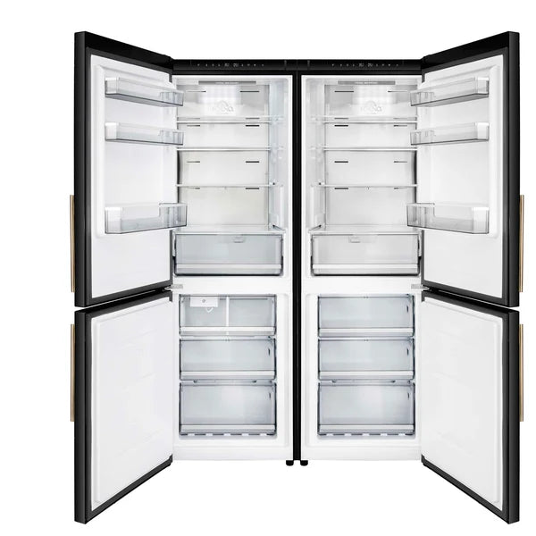 FORNO - Custodia 48" Bottom Freezer combo, 20.6 cf., Ice Maker, Total No frost, Black, Antique Brass handles