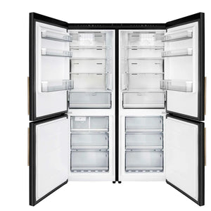 FORNO - Custodia 48" Bottom Freezer combo, 20.6 cf., Ice Maker, Total No frost, Black, Antique Brass handles