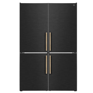 FORNO - Custodia 48" Bottom Freezer combo, 20.6 cf., Ice Maker, Total No frost, Black, Antique Brass handles