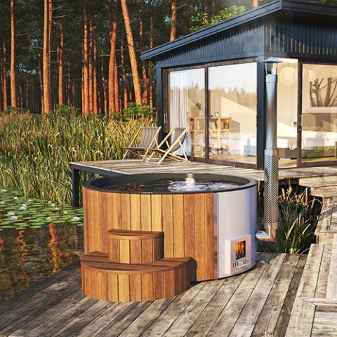SaunaLife - Model S4 Wood-Fired Hot Tub Natural