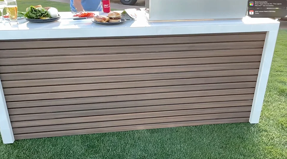 KoKoMo - Professional Shiplap Outdoor Kitchen With Waterfall Edge