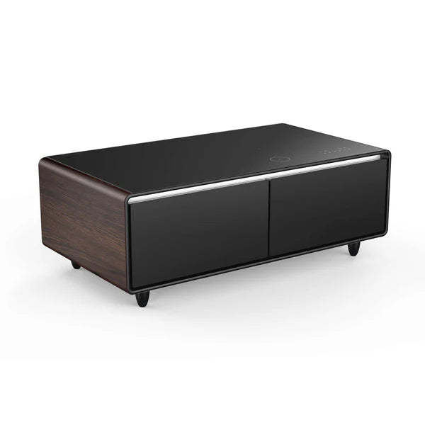 FORNO - Evoluto Tavolo 51-Inch Smart Coffee Table with Wood-Accent Sides – Dual Cooling Zones, Wireless Charging Pad &amp; Built-In Bluetooth Speakers