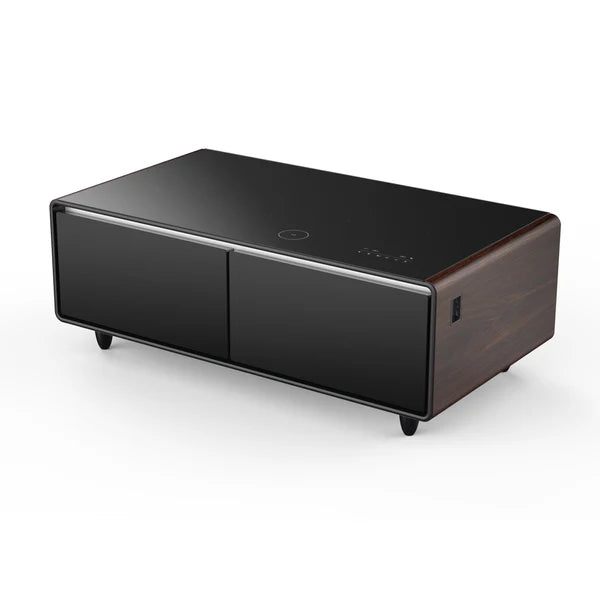 FORNO - Evoluto Tavolo 51-Inch Smart Coffee Table with Wood-Accent Sides – Dual Cooling Zones, Wireless Charging Pad &amp; Built-In Bluetooth Speakers