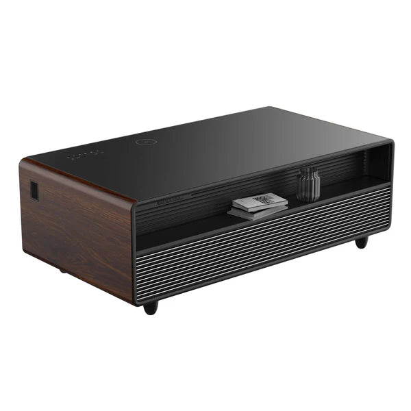 FORNO - Evoluto Tavolo 51-Inch Smart Coffee Table with Wood-Accent Sides – Dual Cooling Zones, Wireless Charging Pad &amp; Built-In Bluetooth Speakers