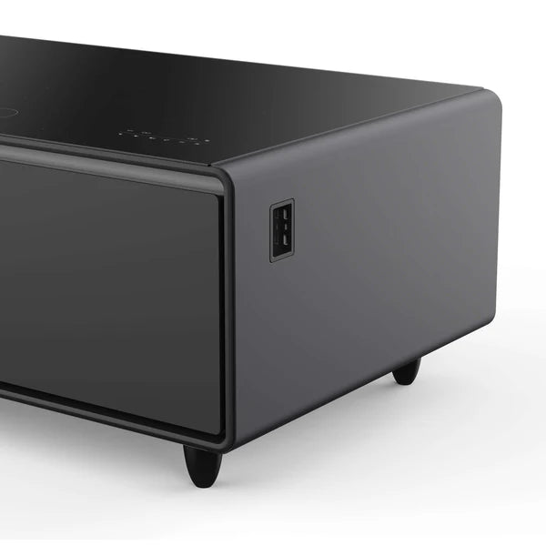 FORNO - Evoluto Tavolo 51-Inch Black Smart Coffee Table – Dual Refrigerator Drawers, Bluetooth 5.0 Audio, Wireless Charging &amp; RGB Ambient Light