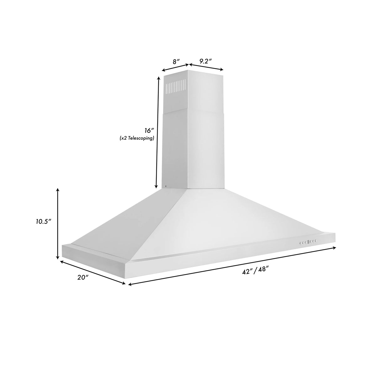 ZLINE - 48&quot; Convertible Vent Outdoor Approved Wall Mount Range Hood in Stainless Steel (KB-304-48)
