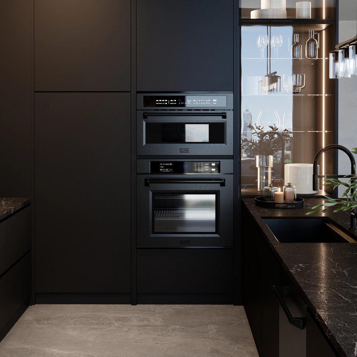 ZLINE - 30 in. Professional True Convection Single Wall Oven with Air Fry and Self Clean in Black Stainless Steel