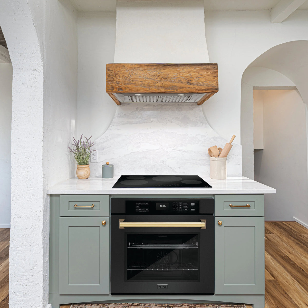 ZLINE - 30 in. Autograph Edition Professional True Convection Single Wall Oven with Air Fry and Self Clean in Black Stainless Steel with Polished Gold Handle