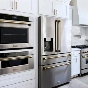 ZLINE - 30 in. Autograph Edition Professional True Convection Single Wall Oven with Air Fry and Self Clean in Stainless Steel with Champagne Bronze Handle