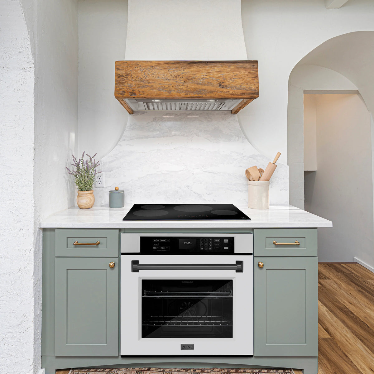 ZLINE - 30 in. Autograph Edition Professional True Convection Single Wall Oven with Air Fry and Self Clean in Stainless Steel with White Matte Door and Matte Black Handle