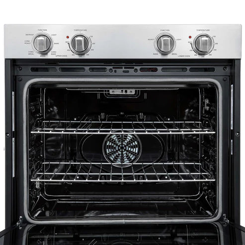 FORNO - Vomero 30-Inch Double Wall Oven, Stainless Steel, 10 cu.ft Total Capacity, 7100W Convection, Mechanical Controls, Self-Cleaning Function