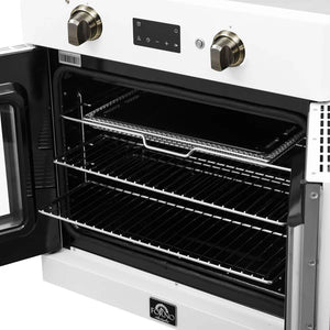 FORNO - Asti 30-Inch French Door Electric Wall Oven in White & Antique Brass, 3.68 cu. ft. True Convection, 3,600W, Air Fry, Sous Vide, Self-Clean