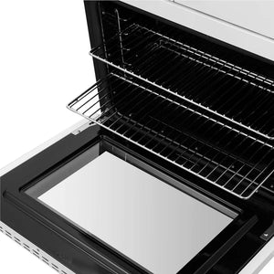 FORNO - Asti 30-Inch Double Electric Wall Oven with Upper French Doors in White & Antique Brass, 7.36 cu. ft. Dual True Convection, 7,200W, Air Fry, Sous Vide, Self-Clean