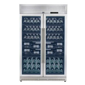 FORNO - Abruzzo 48-Inch Dual Zones Wine Cellar, 102 Bottles, 24 cu. ft., Green Acrylic Holders & Black Shelves