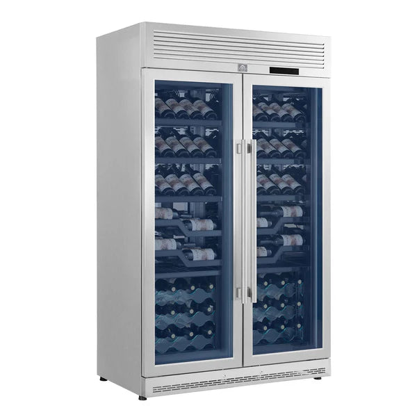FORNO - Abruzzo 48-Inch Dual Zones Wine Cellar, 102 Bottles, 24 cu. ft., Green Acrylic Holders &amp; Black Shelves