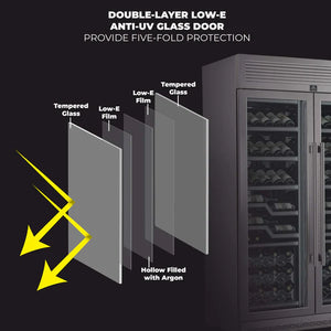 FORNO - Abruzzo 48-Inch Dual Zone Wine Cellar, 102 Bottles, 24 cu. ft., Clear Acrylic Holders & Stainless Trim Shelves