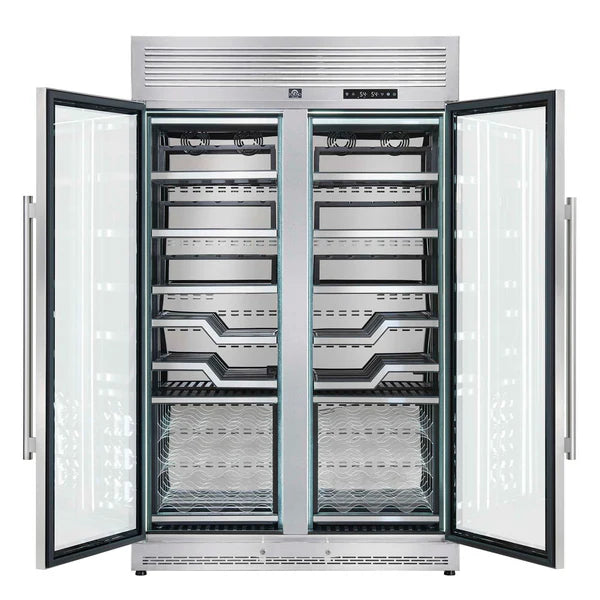 FORNO - Abruzzo 48-Inch Dual Zone Wine Cellar, 102 Bottles, 24 cu. ft., Clear Acrylic Holders &amp; Stainless Trim Shelves