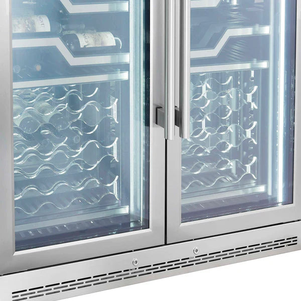 FORNO - Abruzzo 48-Inch Dual Zone Wine Cellar, 102 Bottles, 24 cu. ft., Clear Acrylic Holders &amp; Stainless Trim Shelves