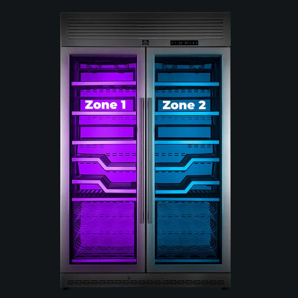 FORNO - Abruzzo 48-Inch Dual Zone Wine Cellar, 102 Bottles, 24 cu. ft., Clear Acrylic Holders &amp; Stainless Trim Shelves