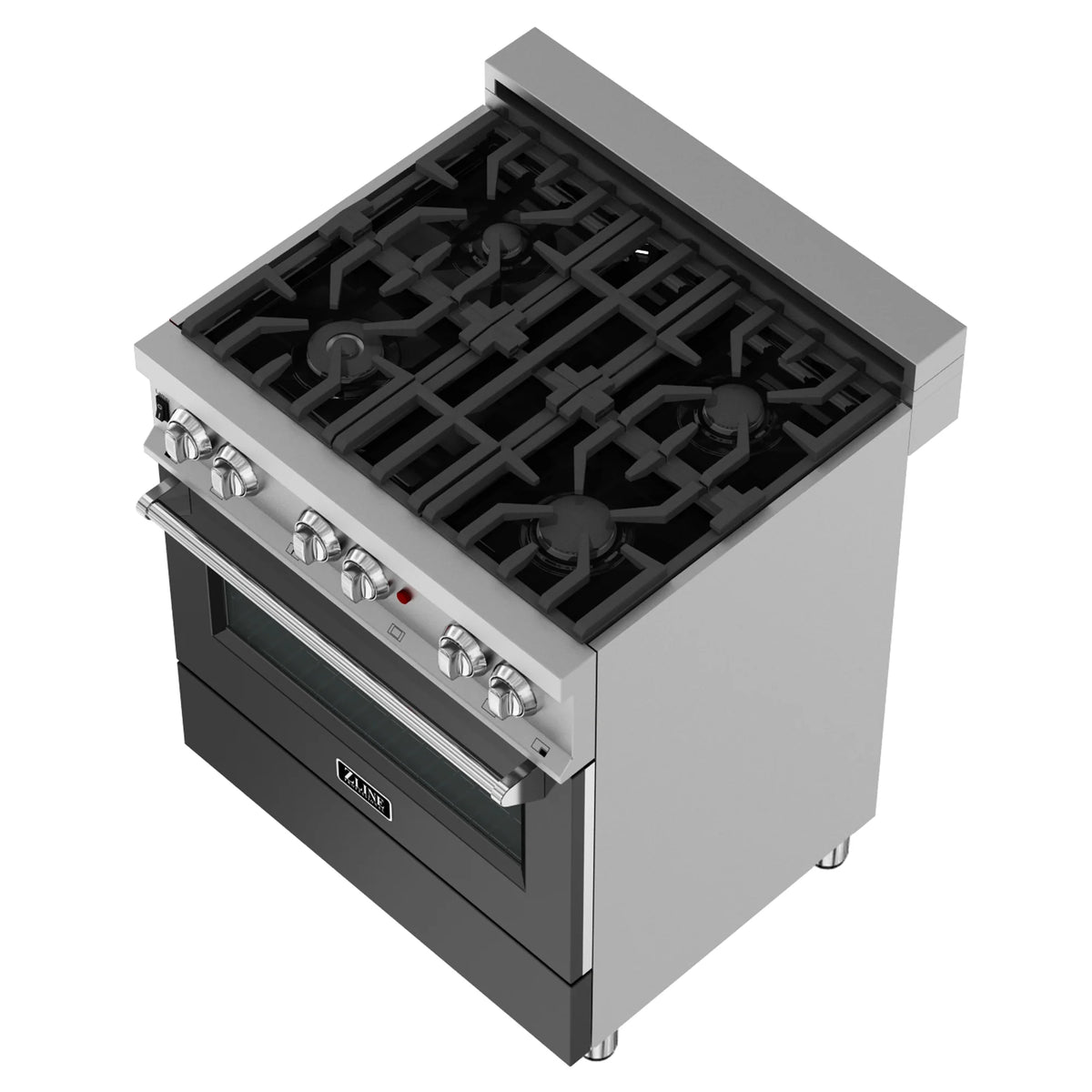 ZLINE - 30&quot; 4.0 cu. ft. Dual Fuel Range with Gas Stove and Electric Oven in Fingerprint Resistant Stainless Steel and Black Matte Door (RAS-BLM-30)