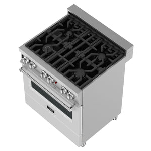 ZLINE - 30 in. 4.0 cu. ft. Legacy Dual Fuel Range with 4 Burner Gas Cooktop and Electric Convection Oven in Satin Stainless Steel and White Matte Door