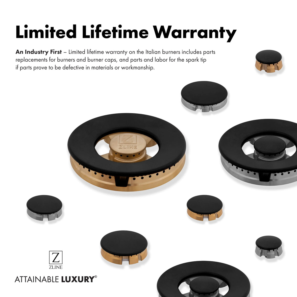ZLINE - 36&quot; Porcelain Gas Stovetop in Fingerprint Resistant Stainless Steel with 6 Gas Brass Burners and Griddle (RTS-BR-GR-36)